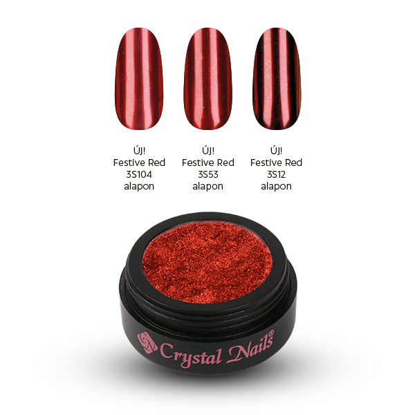 Crystal Nails - ChroMirror króm pigmentpor - Festive Red