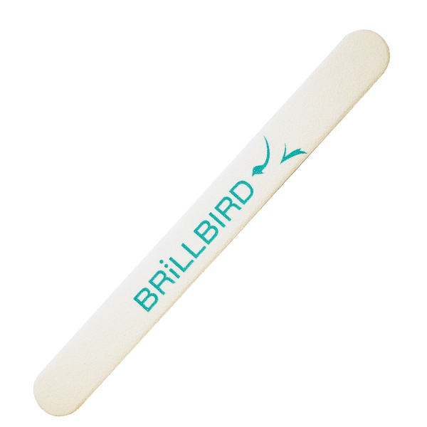 BrillBird - Egyenes fehér körömreszelő, durva, zöld logó #80/100
